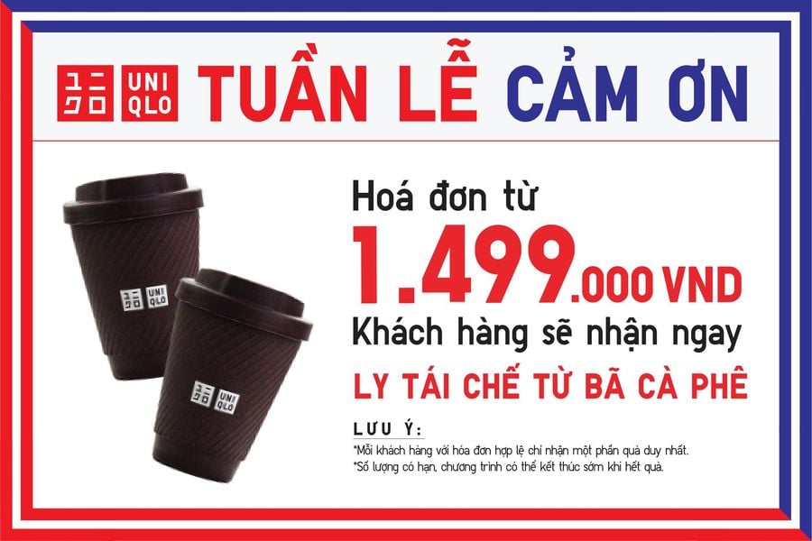 Ly tái chế từ bã cà phê - quà tặng của doanh nghiệp Uniqlo