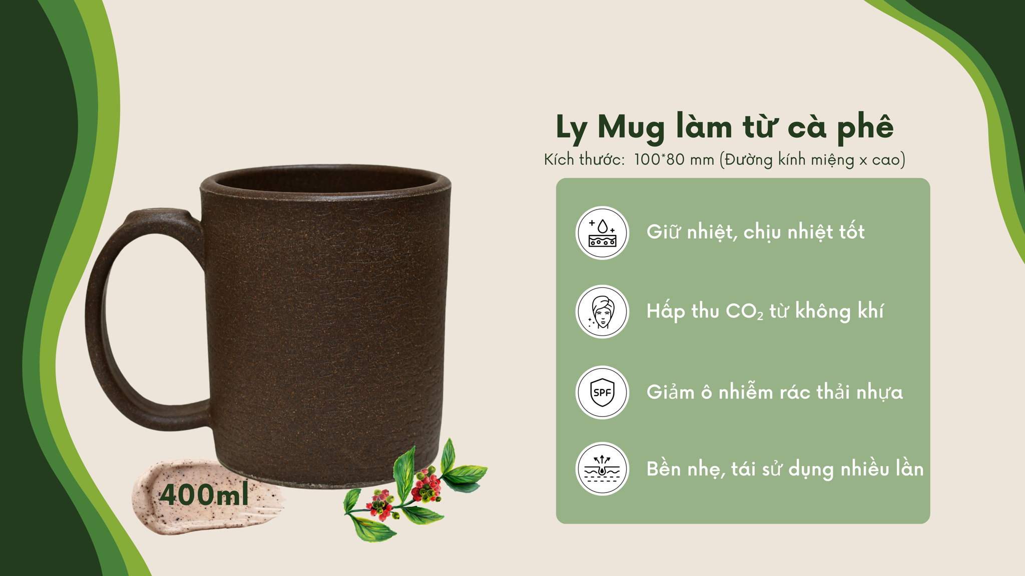 Ly Mug từ bã cà phê - Quà tặng bền vững cho doanh nghiệp