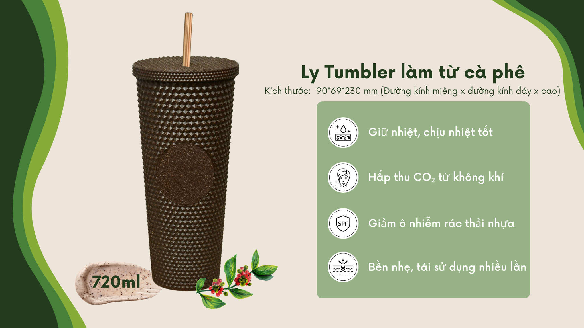 Ly Tumbler giữ nhiệt từ bã cà phê AirX Coffee