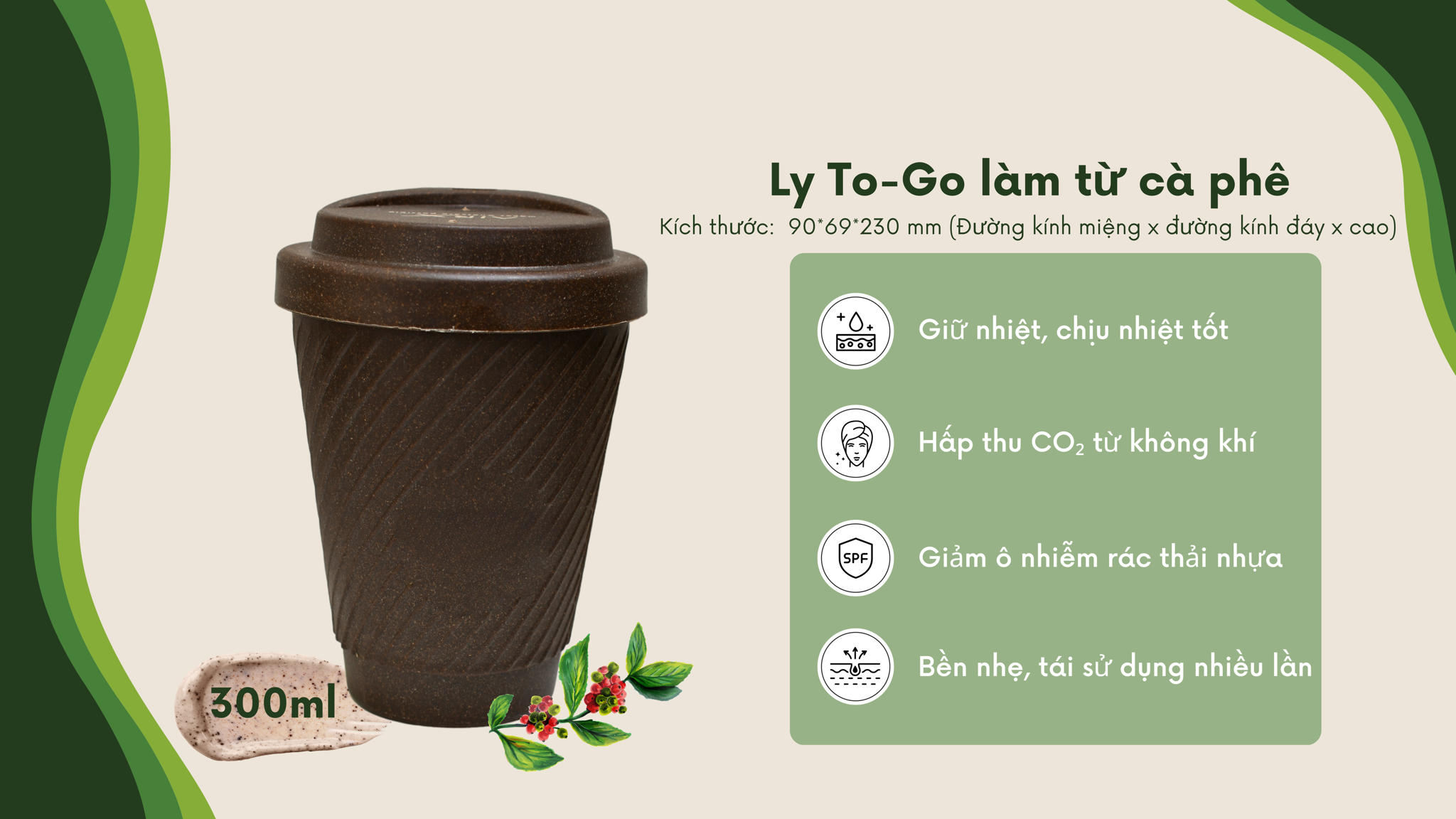 Ly To-go từ bã cà phê